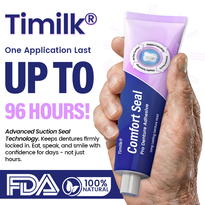 Timilk® Comfort Seal Pro Denture Adhesive with up to 96-hour hold